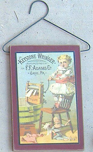 Sign - Hanging wood laundry sign - Laundry Keystone Wringer